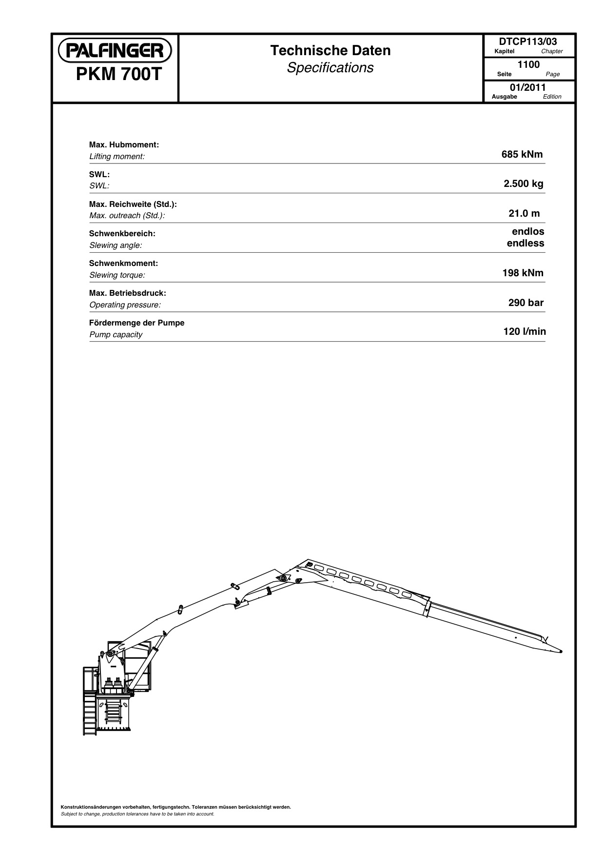 PALFINGER PKM loader crane PKM 700t